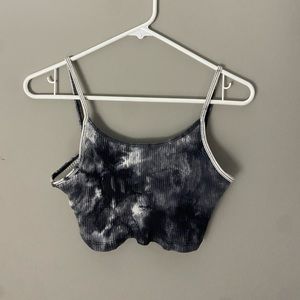 Tie Dye Black and White Crop Top